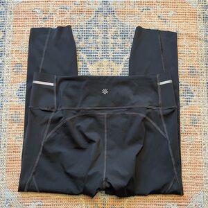 Athleta Dark Green Cropped Running Leggings Yoga Pants Dark Green Size Medium